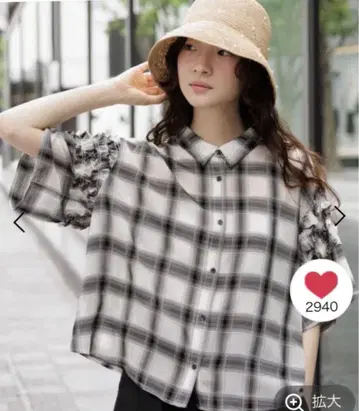 니코앤드 시어 옴브레 체크 프릴 셔츠