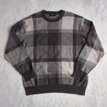 SHIPS 쉽스 니트 트레이닝복 체크 캐시미어 혼방 브라운 남성용