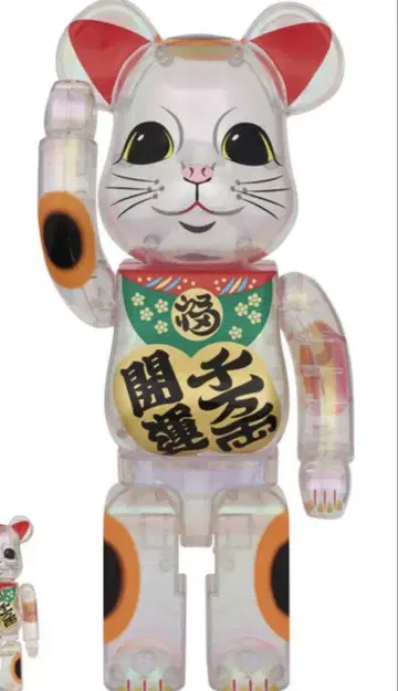 BE@RBRICK 마네키네코 개운 천만량 투명 도금 400% 피규어만