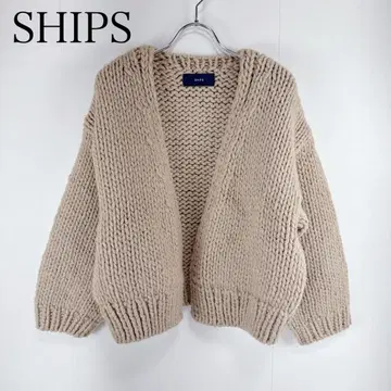 SHIPS 쉽스 볼륨 숏 가디건 베이지 니트 울