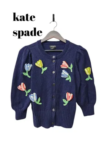 910445 케이트 스페이드 입체 플라워 모티브 가디건