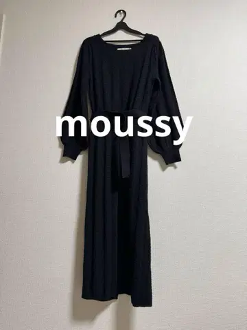 moussy 니트 블랙 롱 원피스 벨트