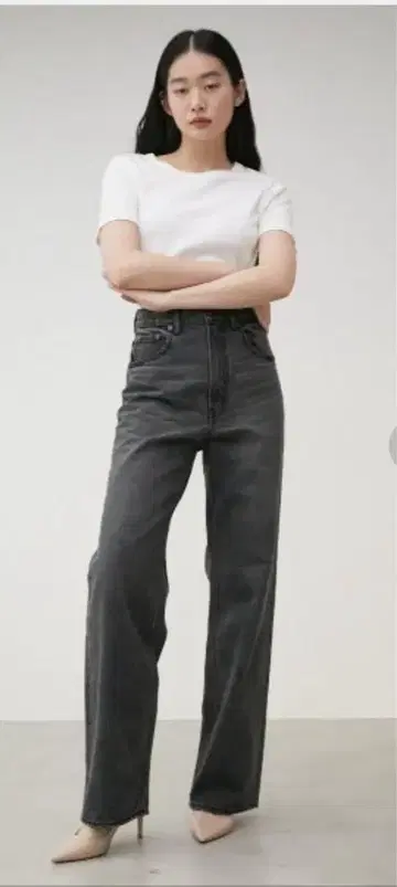 아즈르 바이 마우지 다크 그레이 하이웨스트 데님 M 사이즈