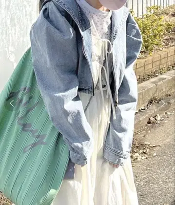 택 포함 새상품 Alley 볼륨 슬리브 데님 세일러 자켓