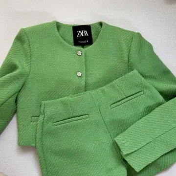 ZARA 노카라 텍스처 자켓 셋업