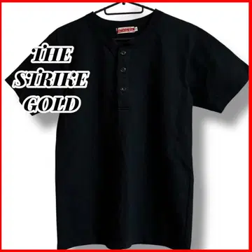 미사용 새상품 THE STRIKE GOLD 헨리넥 반팔T셔츠 블랙