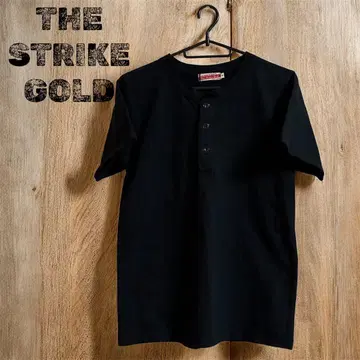 미사용 새상품 THE STRIKE GOLD 헨리넥 반팔T셔츠 블랙