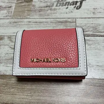 컨디션 최상 마이클코어스 MICHAEL KORS 컴팩트 지갑 오렌지 계열