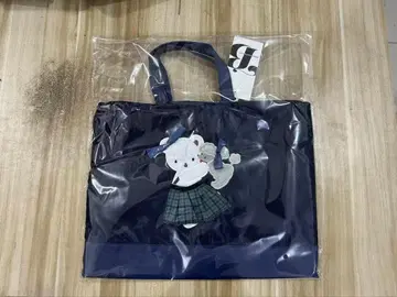 곰 자수 네이비 토트백