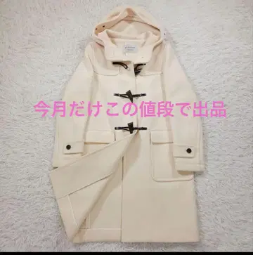 크림색 더플 코트 후드 부착 맥피