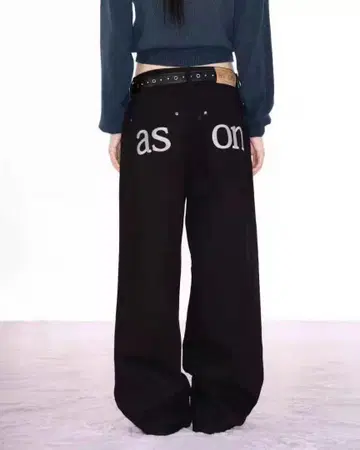 as'on ason 블랙 스트레이트 데님 팬츠