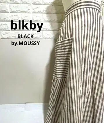 블랙 바이 마우지 롱 스커트 린넨 스트라이프 여성용 S