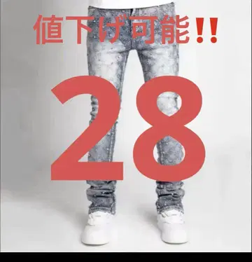 데미지 비즈 포함 슬림핏 데님 과피바라바사스 drip