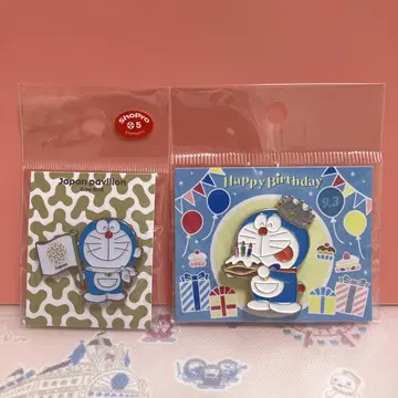 도라에몽 생일 2025 한정판 오사카 만박 일본관 한정 핀 배지 총 2점