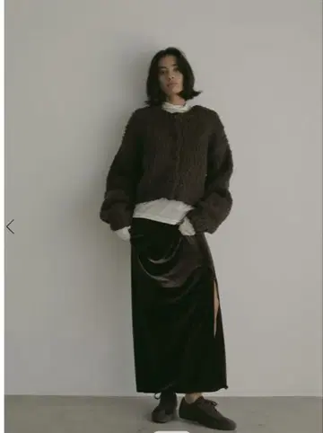 에트레토쿄 미사용 새상품 I라인 벨로아 스커트 브라운 M