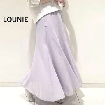 플레어 롱 스커트 38 사이즈 라벤더 루니