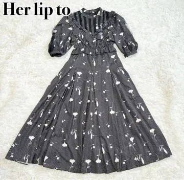 새상품급 Autumn Floral Lace Trimmed Dress