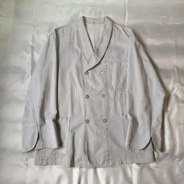 70s 빈티지 유로 더블 브레스트 스트라이프 셰프 자켓