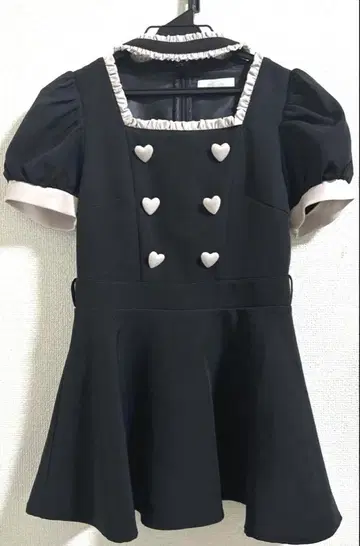 pium 초커 프릴 하트 버튼 셋업 블랙
