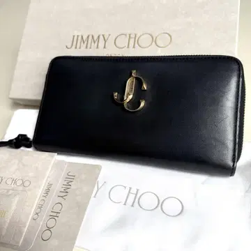 [ 지미추 ] 박스 포함 장지갑 라운드 지퍼 블랙 x 골드