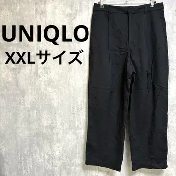 UNIQLO 린넨 블렌드 턱 와이드 팬츠 XXL 블랙 큰 사이즈