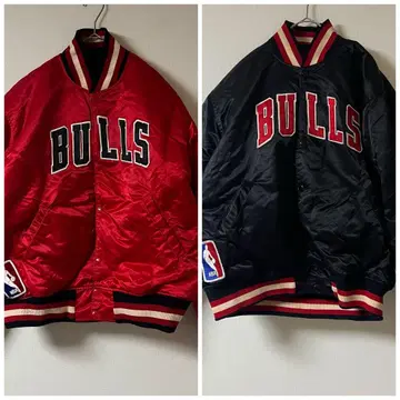 90s STARTER/BULLS 리버서블 바시티 자켓/블랙 x 레드