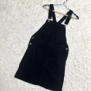WEGO 고품질 오버롤 스커트 코듀로이 미니 기장 블랙 ( M )