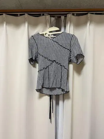 SNIDEL 깅엄 체크 반팔 상의