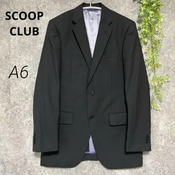 SCOOP CLUB 정장 자켓 섀도우 스트라이프 울 혼방 블랙
