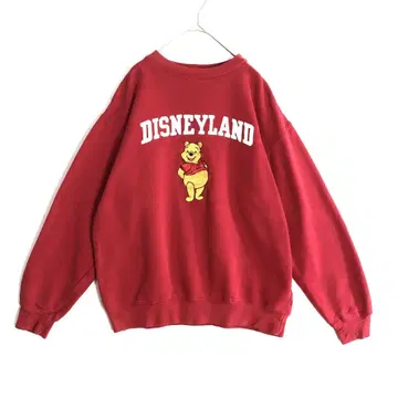 3722 디즈니 푸우 자수 빅 로고 맨투맨 트레이닝복 빨간색