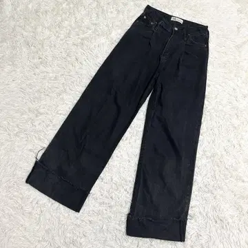 ZARA 청바지 와이드 데님 팬츠 롤업 블랙 ( S 상당 )