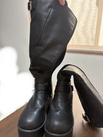블랙 롱 부츠 백 지퍼 포함