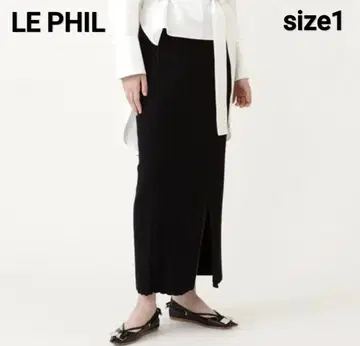 LE PHIL 클리어 니트 스커트 블랙 롱 스커트