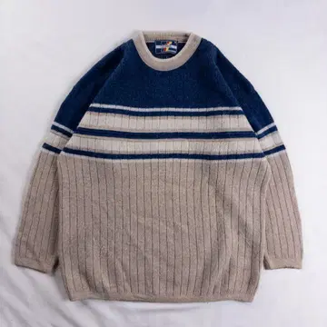빈티지 구제 의류 프랑스제 90s 입체 리브 레트로 보더 패턴 니트