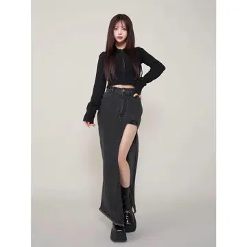Darich 프론트 오픈 데님 롱 스커트 M 사이즈