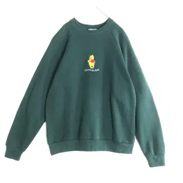 3725 디즈니 푸우 자수 빅 로고 맨투맨 트레이닝복 그린