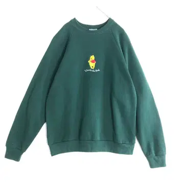 3725 디즈니 푸우 자수 빅 로고 맨투맨 트레이닝복 그린