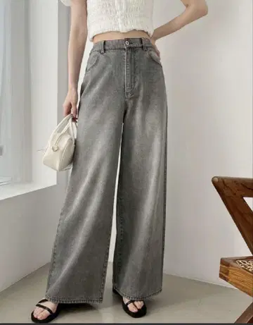 연속 슬림 레그 와이드 데님