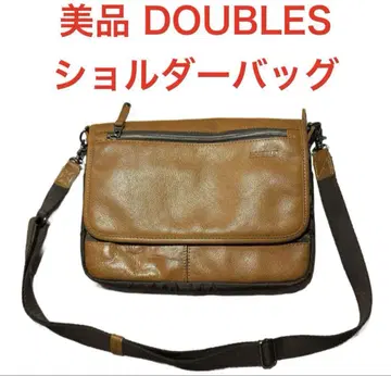새상품급 더블스 DOUBLES 가죽 숄더백 카멜 브라운
