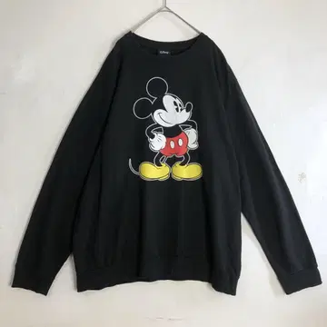 3730 디즈니 미키 빅 프린트 맨투맨 트레이닝복 블랙