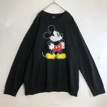 3730 디즈니 미키 빅 프린트 맨투맨 트레이닝복 블랙