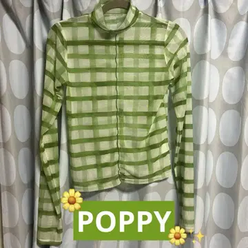 POPPY TOKYO 시스루 깅엄 체크 그린 아사기니요