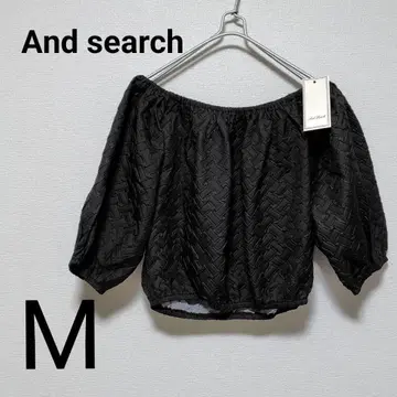 새상품 And search 티셔츠 오프숄더 블랙 M 반소매