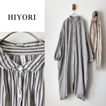 HIYORI 히요리 스트라이프 패턴 오버 사이즈 프론트 오픈 셔츠 원피스