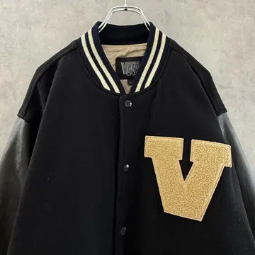 90s 빈티지 VANS 가죽 바시티 자켓 블랙 L
