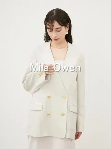 [ 새상품급 ] Mila Owen 금장 버튼 더블 노카라 린넨 혼방 자켓