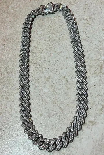 파베 다이아몬드풍 체인 목걸이 약 46cm