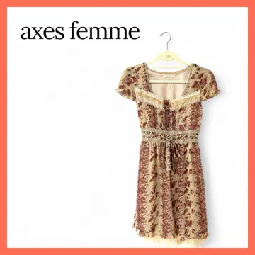 [레어템] axes femme 꽃무늬 반팔 무릎 기장 원피스