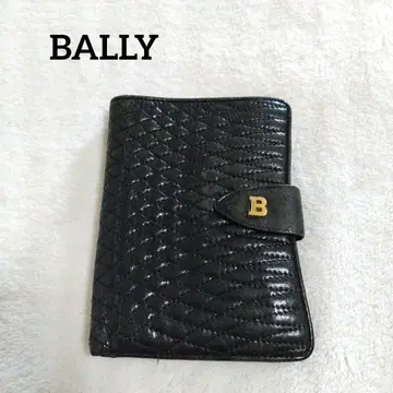 발리 퀼팅 가죽 접이식 지갑 콘초 골드 금장 장식 B 로고 블랙