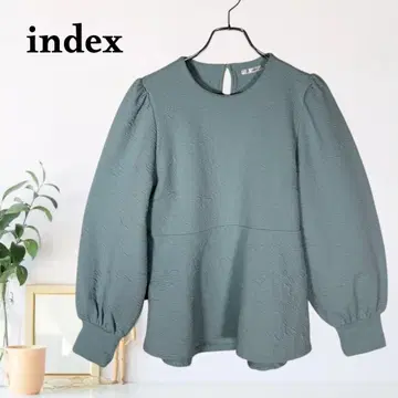 zB692 [ M ] index 라운드넥 퍼프 슬리브 페플럼 블라우스